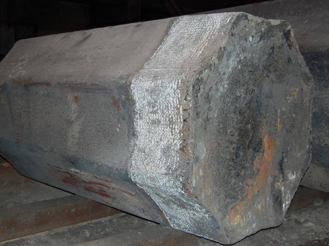 steel ingot - cast octogonal ingot, unit weight up to 40,000kg